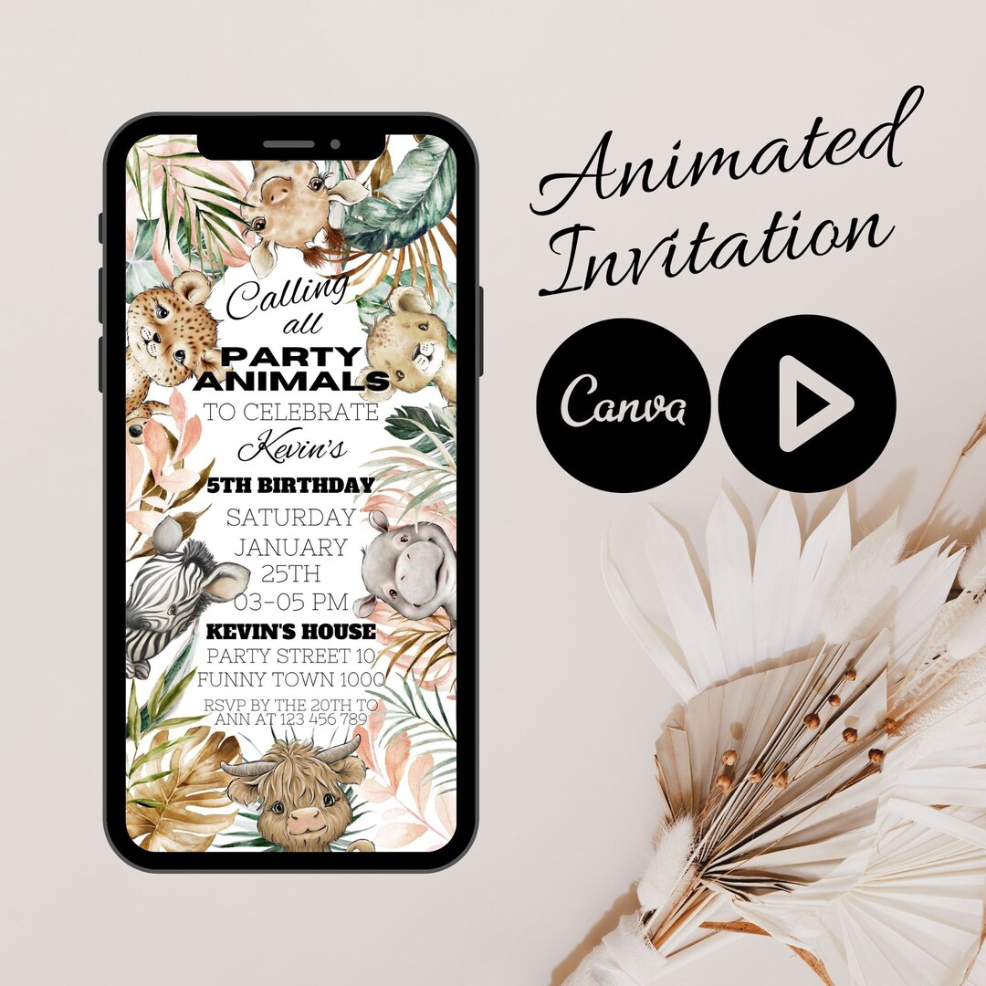 Jungle Safari Adventure: Animated Animal Video Invitation for a Wild ...