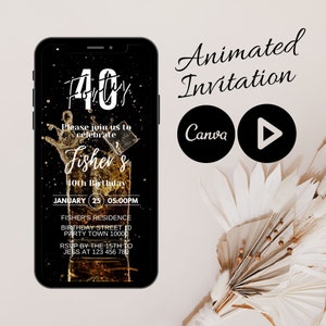 Whiskey Video Einladung 30th Birthday Party Invite, Animierte Mobile Birthday Invite, Whiskey and Cigar Einladung für Männer, Invite for him