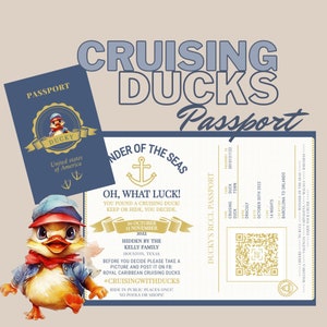 Rubber Duck Tag, Cruising With Ducks Passport, Cruise Ducks Printables, Instant Print Digital Download, Custom Gift for Cruise, Cruise PDF