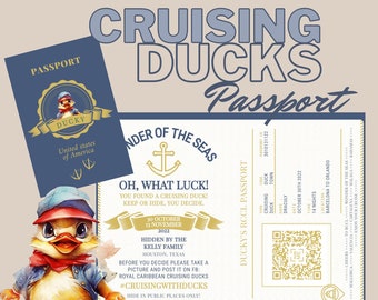 Rubber Duck Tag, Cruising With Ducks Passport, Cruise Ducks Printables, Instant Print Digital Download, Custom Gift for Cruise, Cruise PDF