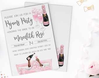 Pajama Party Bridal Shower Invitation, Fashion Girl Invite (Digital Download)