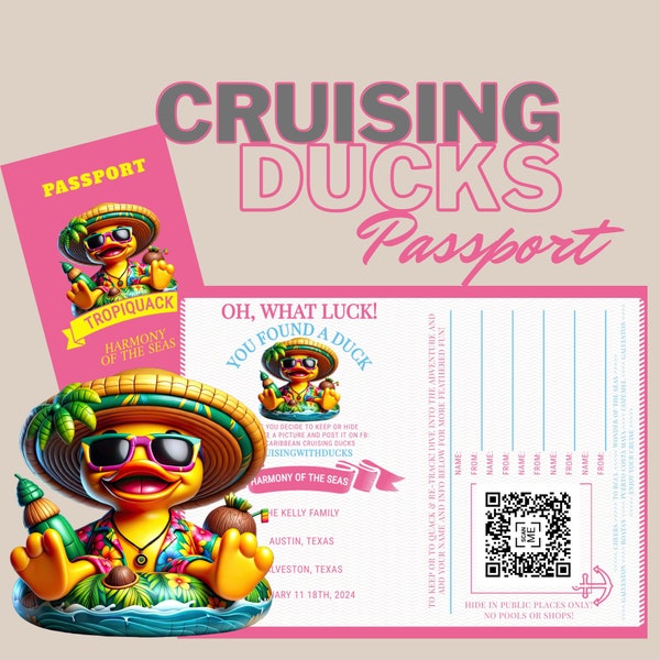 Island Breeze Tropical Duck Tag - Instant Download - Vibrant Cruise Duck Passport - Customizable PDF for Tropical Adventures