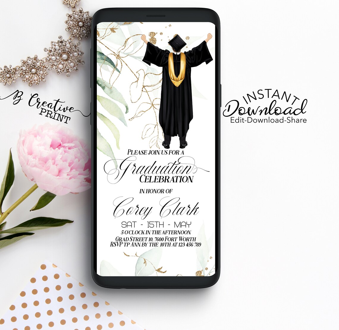 Evite Graduation Man Party Invitation Mobile Graduation Etsy