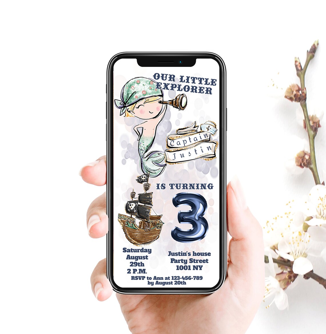 Captain Merman Birthday Boy Invitation Merman Pirate - Etsy