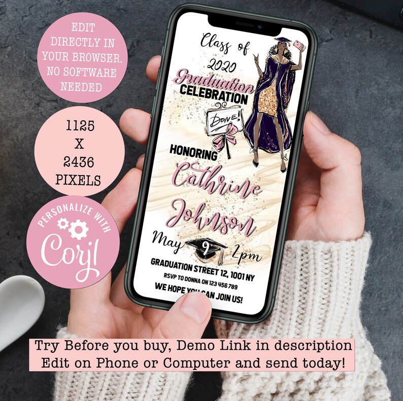Evite Graduation Party invitation Mobile Graduation Etsy