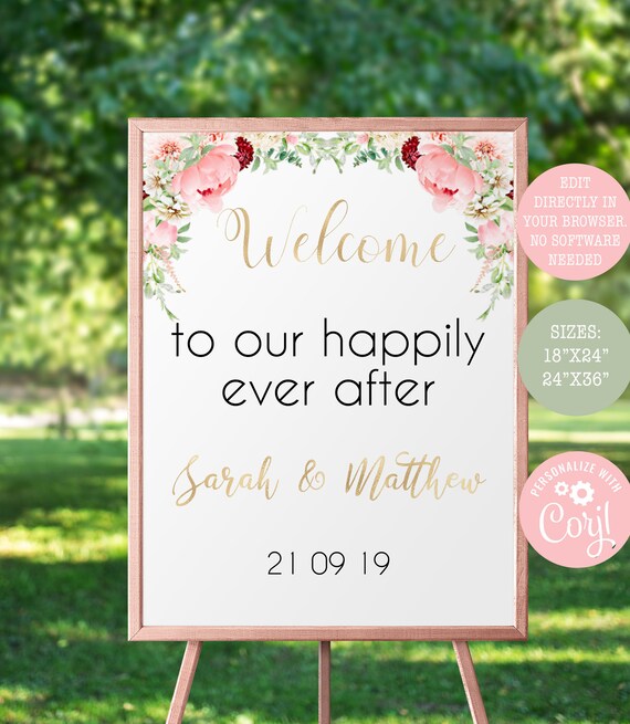 Wedding Welcome Sign Printable Wedding Welcome Sign Template | Etsy