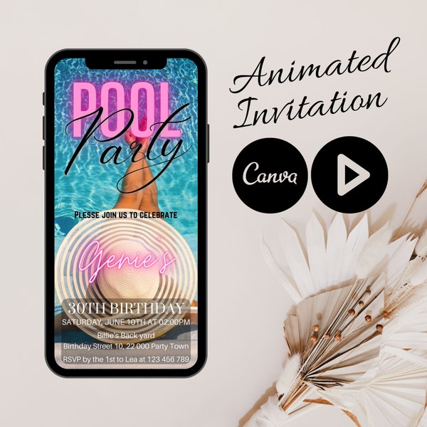 Adult Pool Party Animated Invitation - Etsy UK