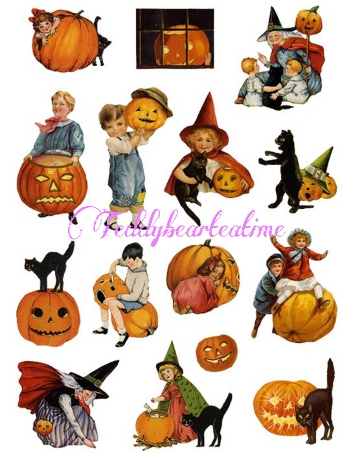 Vintage Halloween Stickers, Printable Planner Sticker, Halloween ...