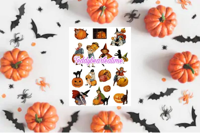 Vintage Halloween Stickers, Printable Planner Sticker, Halloween ...