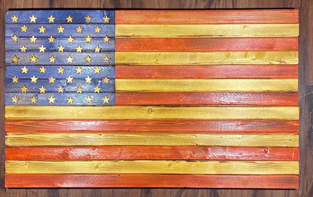Wooden American Flag, American Flag Wall Decor, Handmade Wooden