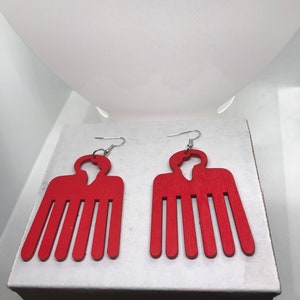 Red Comb Pick Earrings