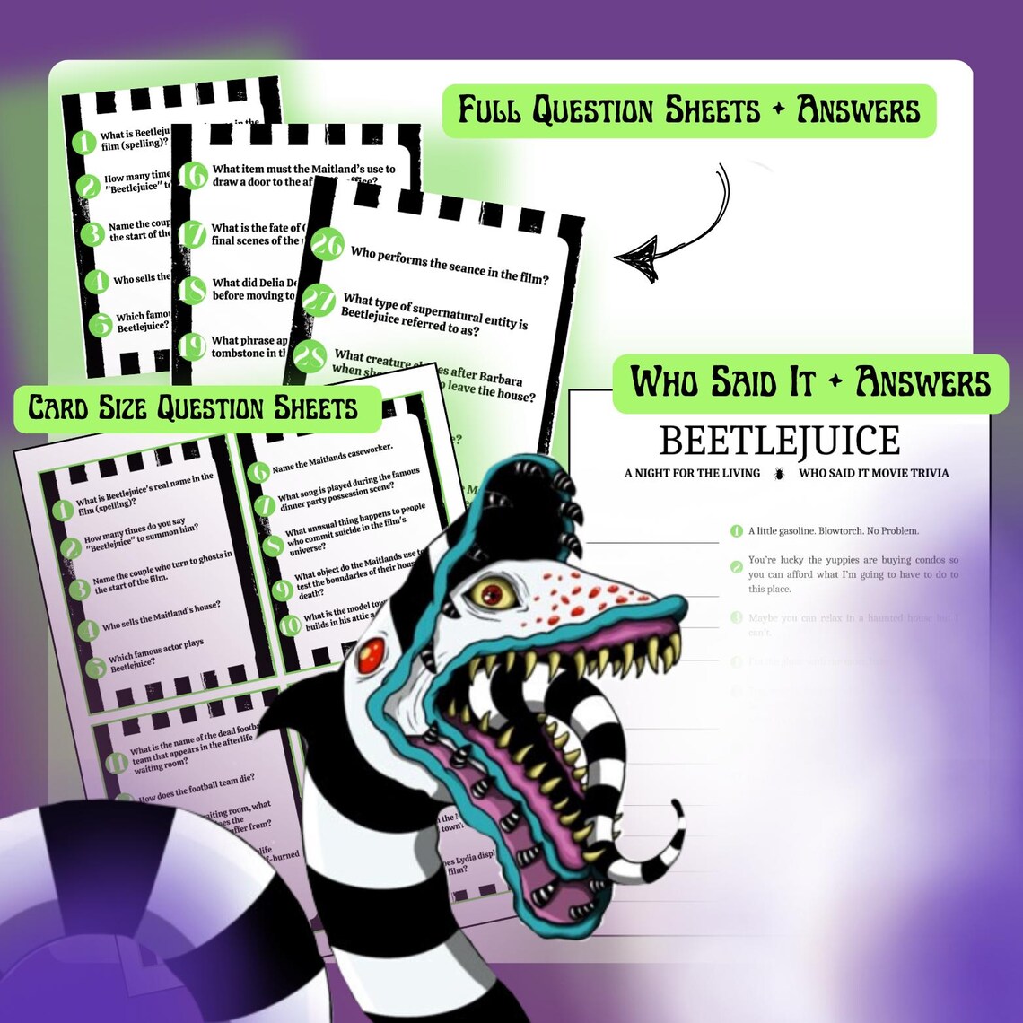 Beetlejuice Movie Trivia + Who Said It Game - Etsy