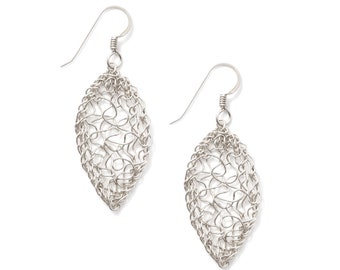 Sterling Silver Small Leaf Earrings | MetaLace