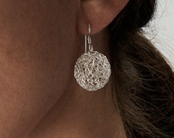Sterling Silver Circle Earrings, Small Round Earrings, Wire Woven Jewelry | MetaLace