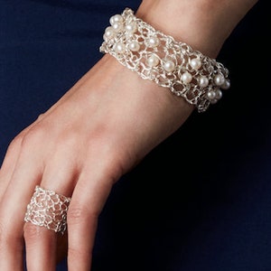 Freshwater Pearl Bracelet, Sterling Silver Bracelet, Wedding Bracelet, Bridal Jewelry | MetaLace