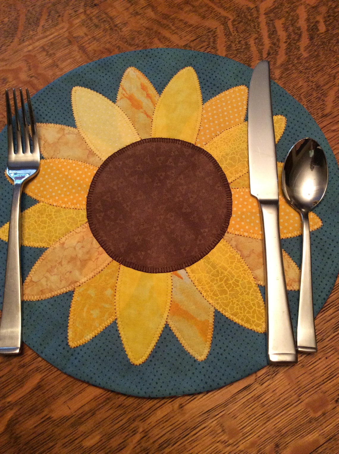 Round Sunflower Placemat Etsy