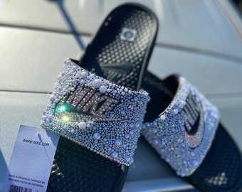 glitter nike slides