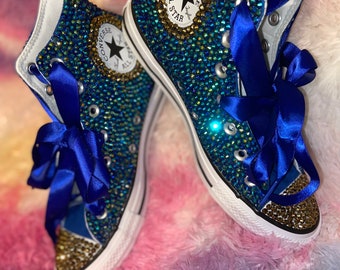 navy blue glitter converse