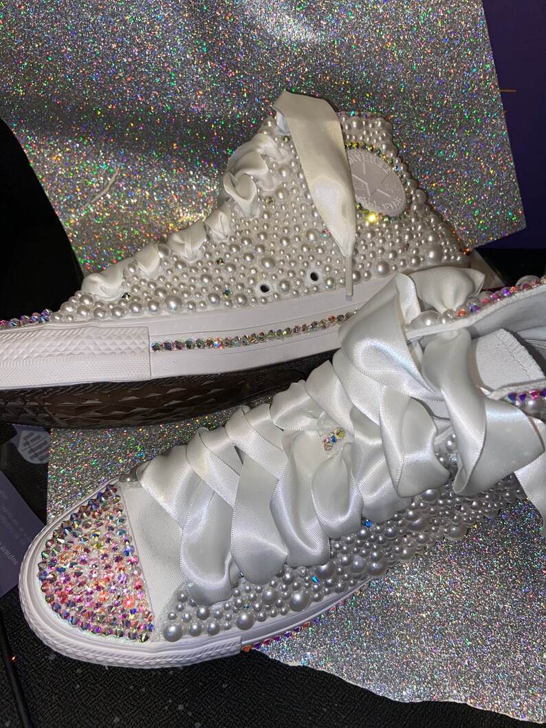 Custom Converse Bling Rhinestone Sneakers Wedding Birthday Etsy
