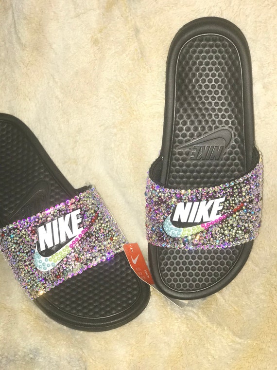 blinged out nike slides