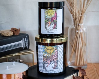 The Sun Arcana Tarot  SCENTED Soy wax Candle Amber | 9 oz 250 ml and 5 oz 150 ml | darc academia room decor collection - cottagecore - vegan