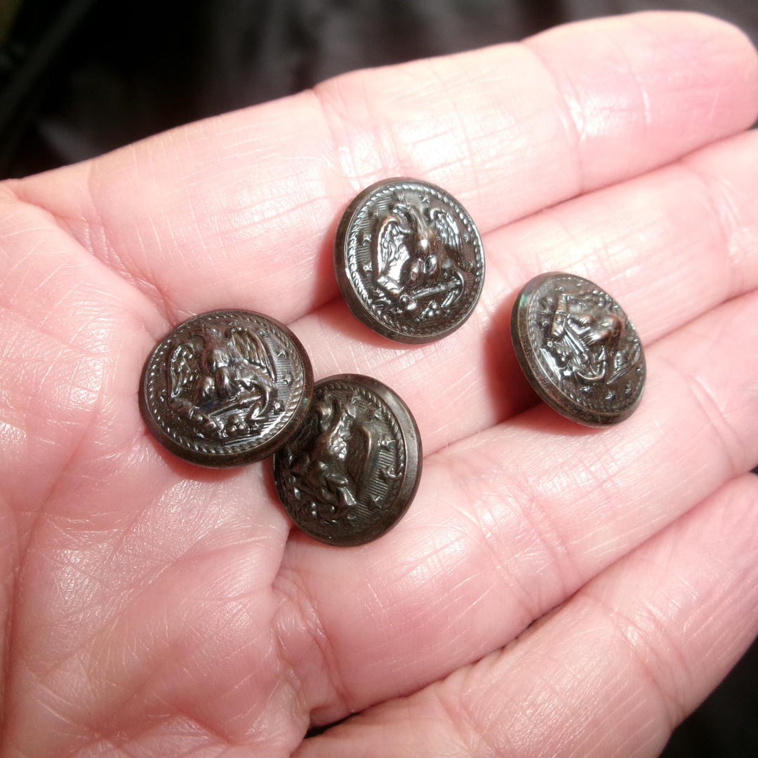 Vintage Military Anchor Buttons, Set of 4 Waterbury Button Co