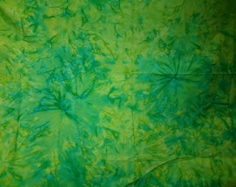 Tie Dye or Batik Style Fabric, Gorgeous Citrus Colors, Green and Yellow 44 inches by 54 inches