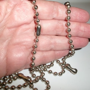 Vintage Lot of 3 Ball Chain, Stainless Steel Chain for Crafts, Findings Destash Assemblage 41, 17 and 13 Inches Long