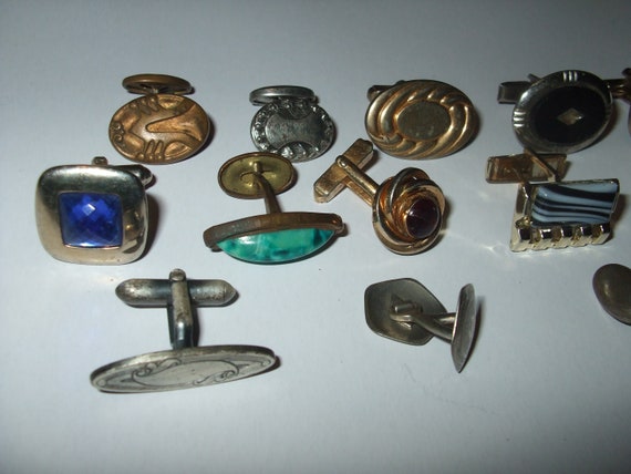 Vintage Lot of 13 Odd Cufflinks, Some Antique, Si… - image 2