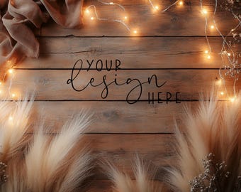 Flat Lay MockUp Background | Cosy Digital Backdrop For Your Designs | Neutral Styled Stock Photography | Flatlay With Boho Aesthetic