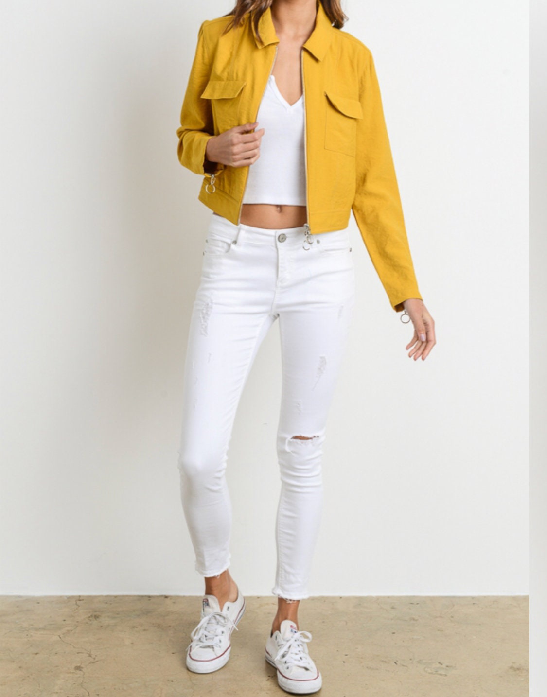 Vintage Mustard Yellow Summer Jacket Zip up With Pockets Etsy