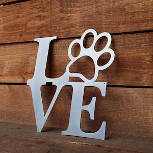 Metal Love Dog Sign | Dog Lovers Metal Sign | Dog Wall Art | Love Pet Sign