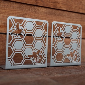 Bee Metal Bookends | Metal Book Ends | Bookends Pair | Handmade Pair of Bookends | Steel Book End