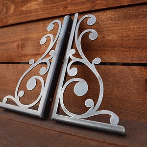 Farmhouse Metal Shelf Brackets | Industrial Heavy Duty Shelf Brackets | Iron Shelf Bracket | Set of Two