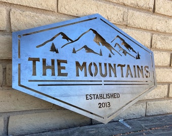 Metal mountain sign | Established Wall Decor | Personalized Sign | Outdoor sign | custom metal sign | personalized metal sign |