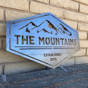 Metal mountain sign | Established Wall Decor | Personalized Sign | Outdoor sign | custom metal sign | personalized metal sign |