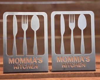 Custom Cookbook Metal Book Ends | Personalized Metal Bookends | Kitchen Bookends Pair | Handmade Pair of Steel Bookends