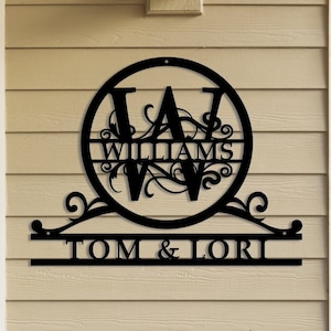 Kundenspezifische Metallschilder | Monogramm Wanddekoration | Wandkunst aus Metall | Familienschild | Namensschild | Personalisiertes Hochzeitsgeschenk | Individuelle Metallkunst
