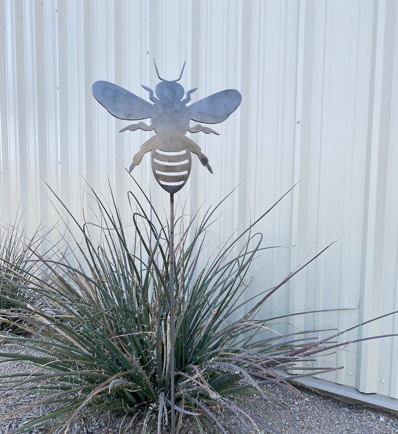 Bee Garden Stake Metal Bee Garden Stake Steel Garden Stake Etsy