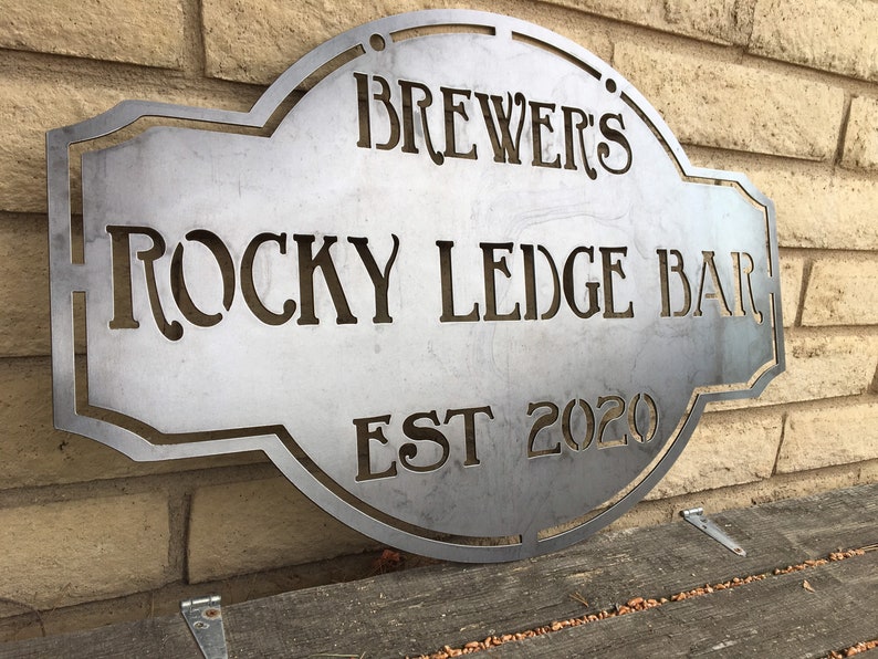 Vintage Metal Bar Sign Established Wall Decor Personalized Etsy