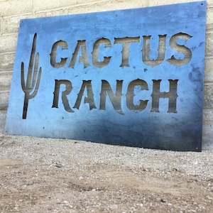 Custom Metal Signs | Cactus Ranch | Farm Sign | Wall Decor | Metal Wall Art | Family Name Sign | Custom Metal Art | Ranch Sign