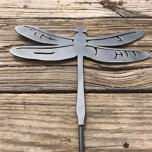 Dragonfly Garden Stake | Metal Dragonfly Garden Stake | Steel Garden Stake | Steel Gardening Décor | Dragonfly