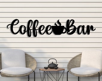 Metalen bord koffiebar | Koffiebord | Cursief metalen bord keuken | Woondecoraties | Koffie | Woordkunst | Metalen woordkunst