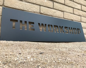 Custom Metal Sign | Personalized Workshop Sign | Garage | Workshop Man Cave Decor | Large