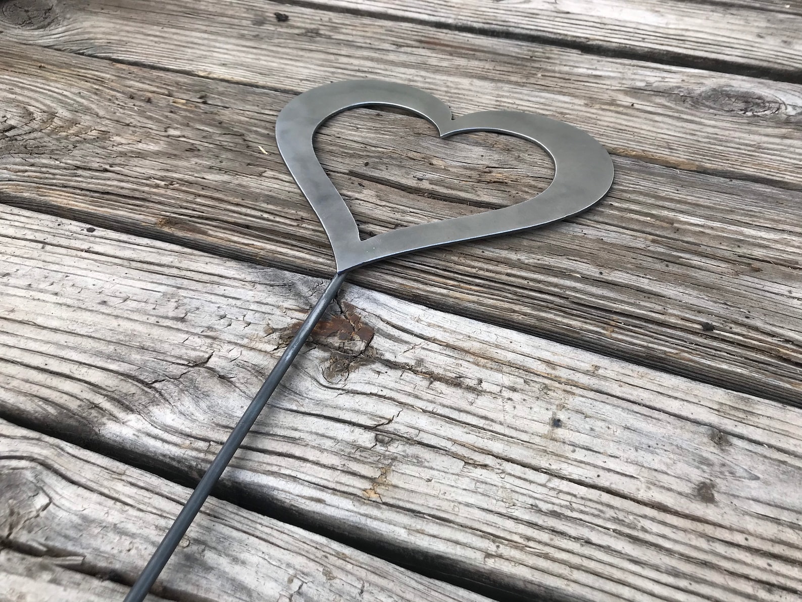 Heart Garden Stake Metal Heart Garden Stake Steel Garden Etsy