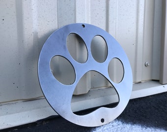 Metal Family Dog Sign | Metal Dog Sign | Front Porch Sign | Paw Sign | Metal Paw Prints Sign |