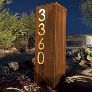 Metal Address Column | House Numbers Steel Column | Address Numbers ...