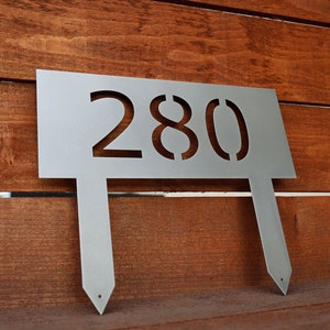 Metal Address Sign with Stakes | Modern Yard Address Sign | House Numbers Sign | Custom Metal Address Sign with Stakes