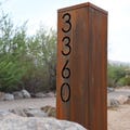 Metal Address Column | House Numbers Steel Column | Address Numbers Pillar | Pump Cover | Address Sign | Patina | Yard Art | Housewarming