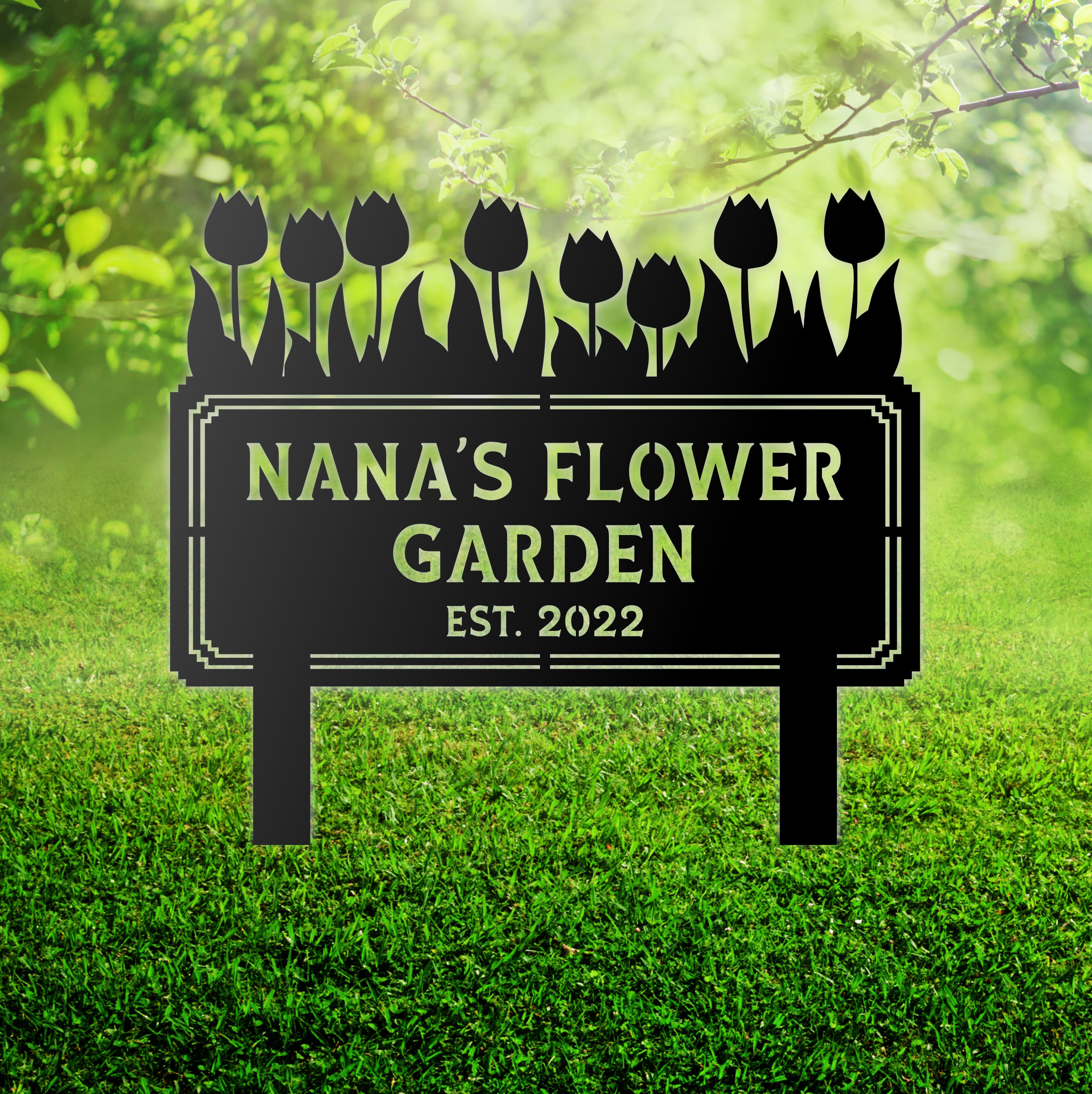 Personalized Flower Garden Sign With Stakes | Personalized Flower Sign ...
